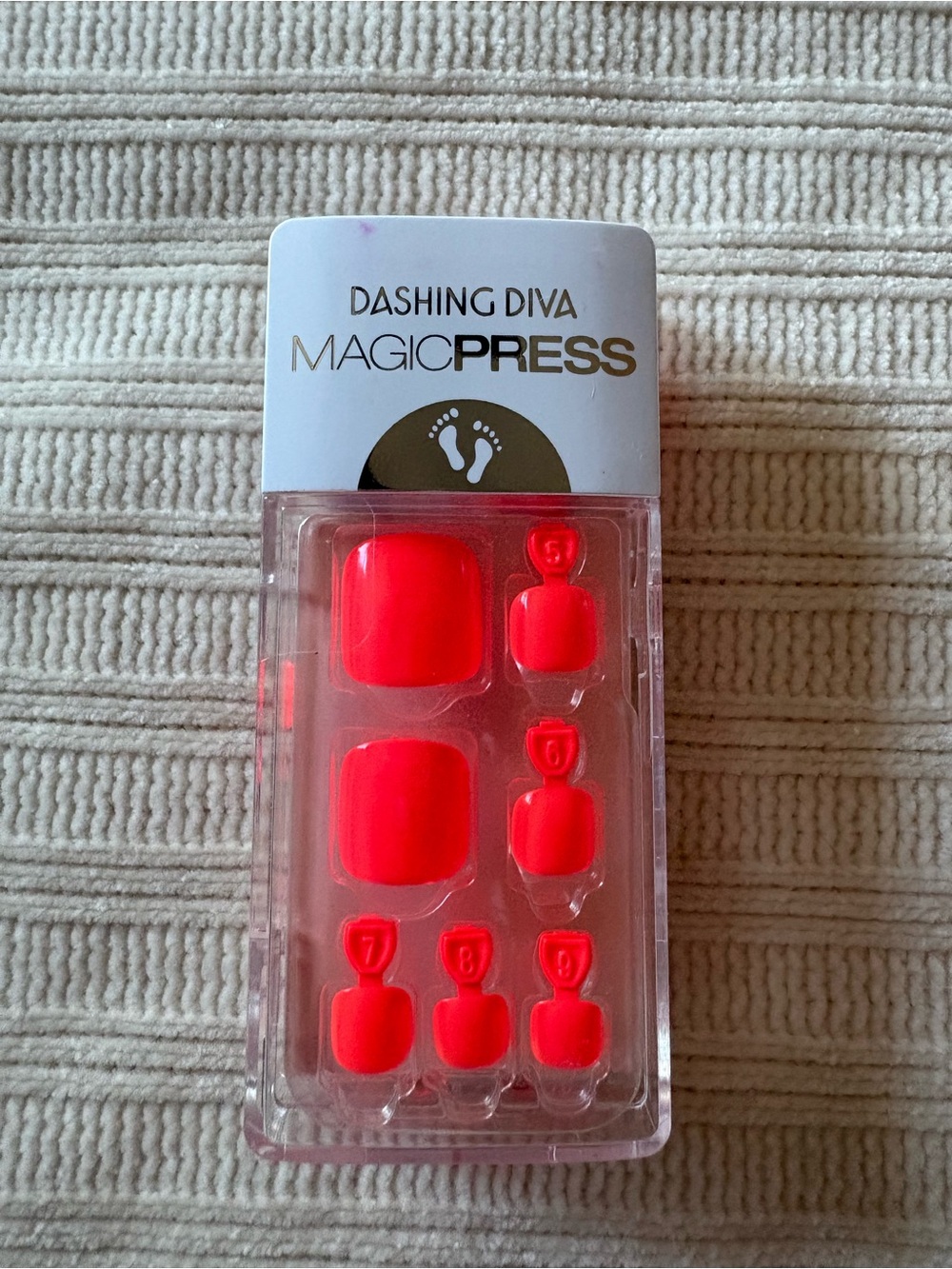Dashing Diva MagicPress Neon Pink Orange Toe Nails - Press-On Pedicure